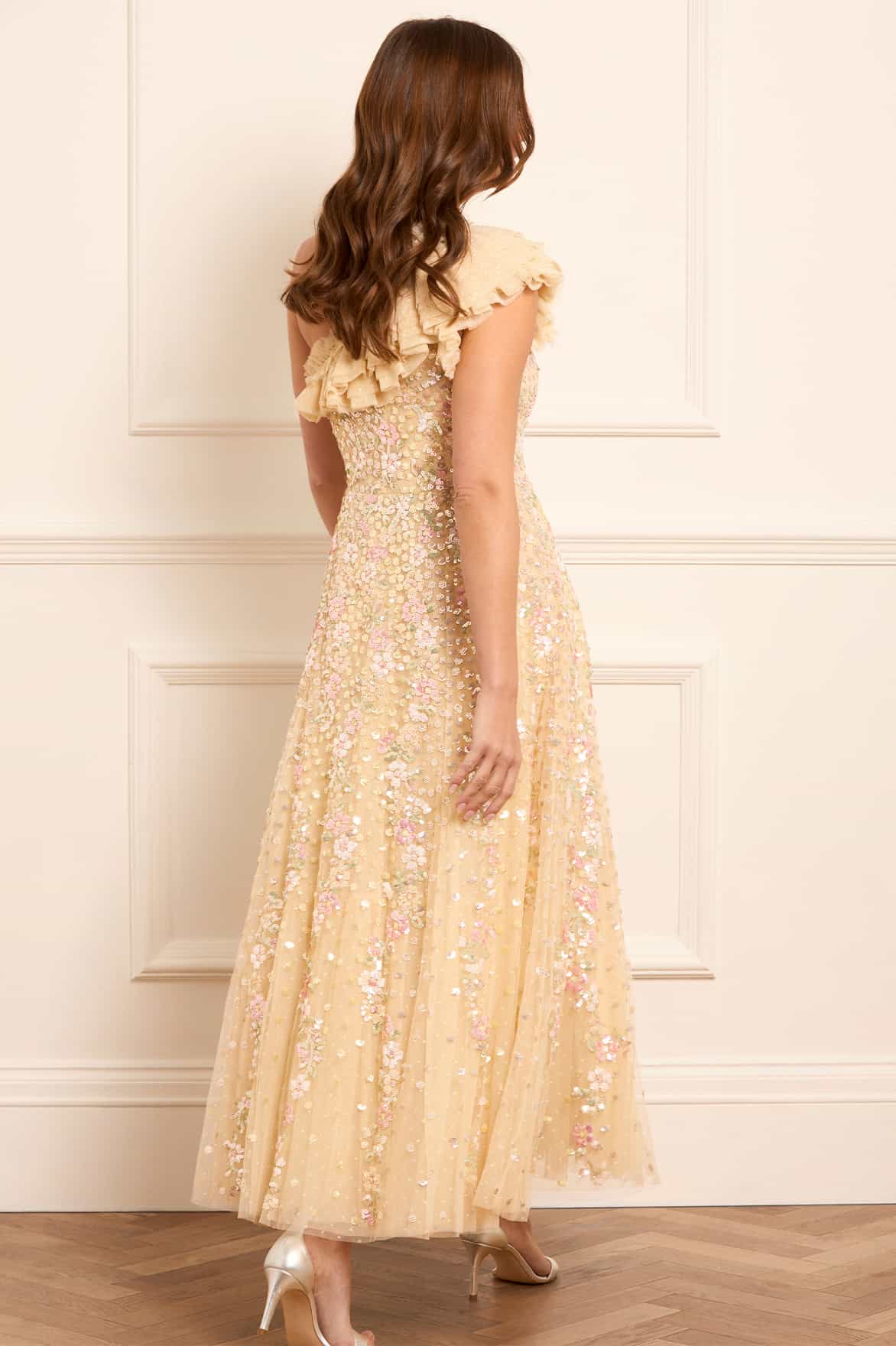 Confetti One-Shoulder Ankle Gown