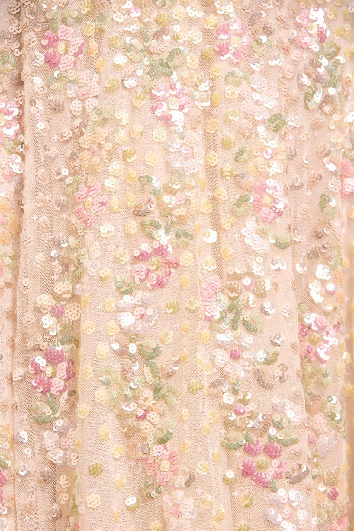 Confetti Ruffle Off-Shoulder Ankle Gown