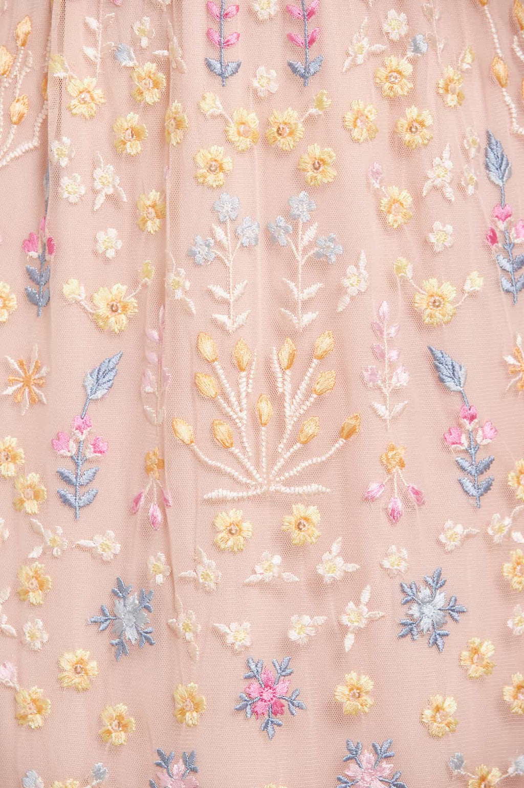 Flowerbed Embroidery Ankle Gown