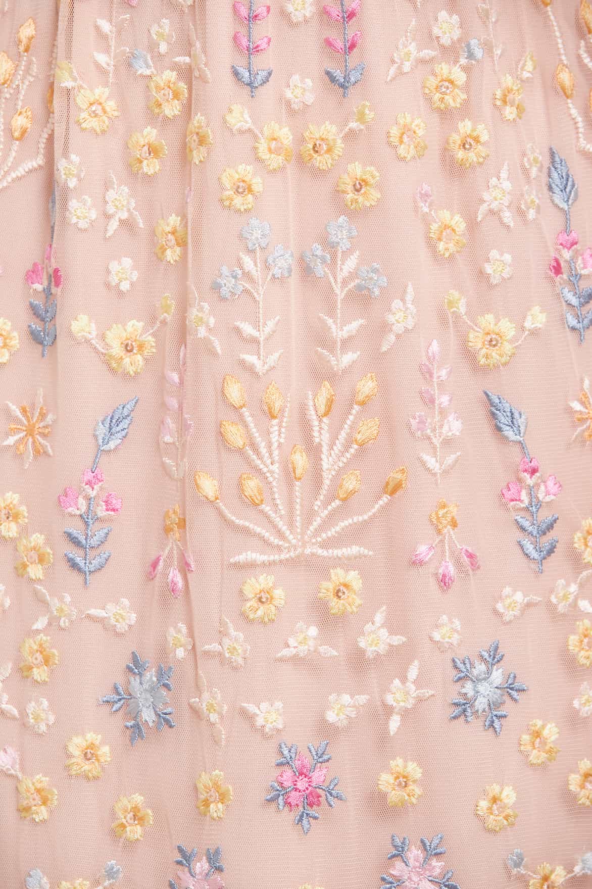 Flowerbed Embroidery Ankle Gown