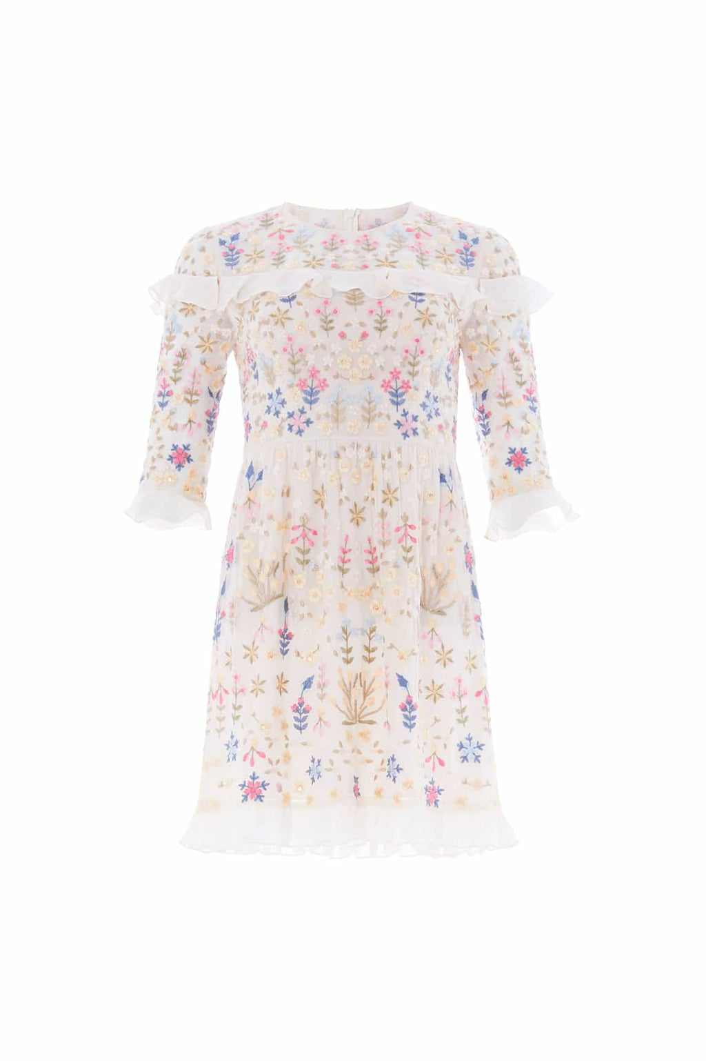 Flowerbed Embroidery Mini Dress