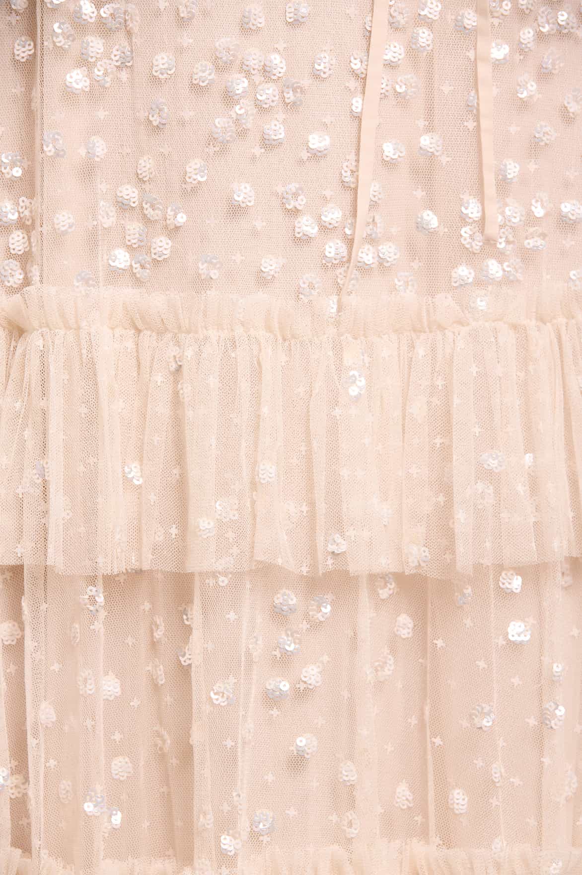 Leila Dot Tiered Cape Ankle Gown