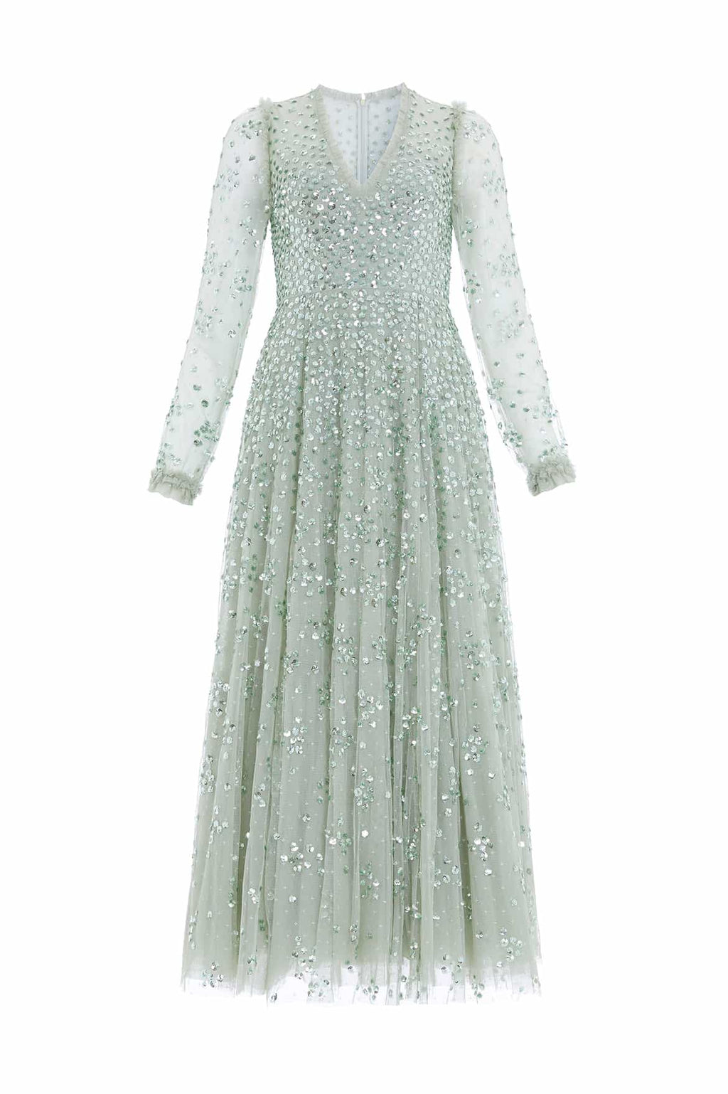 Leila Dot V-Neck Ankle Gown