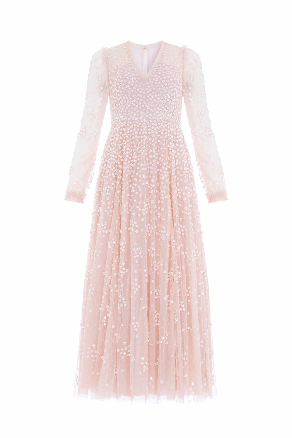 Leila Dot V-Neck Ankle Gown