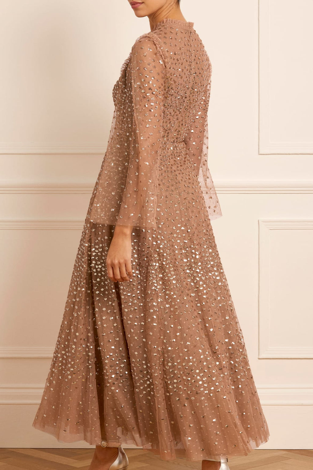 Scatter Dot Round Neck Ankle Gown