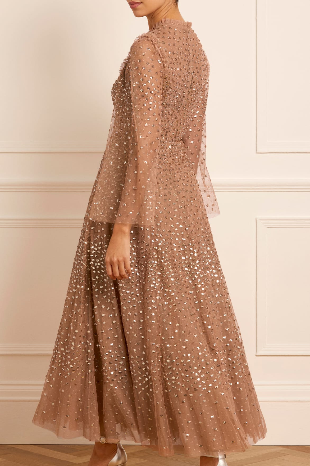 Scatter Dot Round Neck Ankle Gown